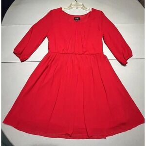 Red Dress Size Medium Layered Elastic Waist Casual Travel Retro